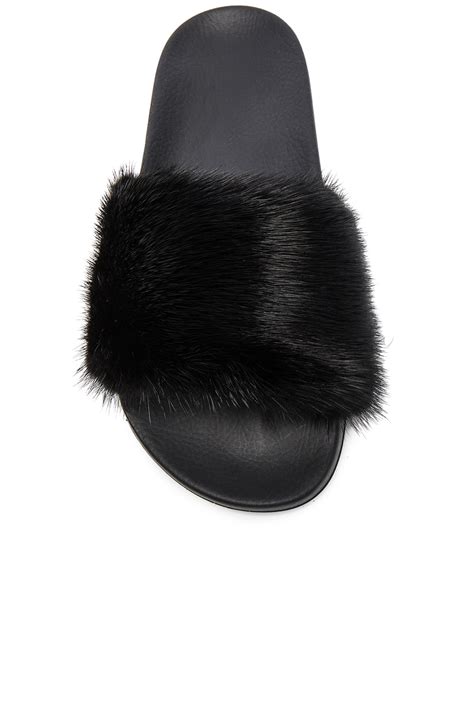 givenchy mink fur slides black|givenchy flat mules.